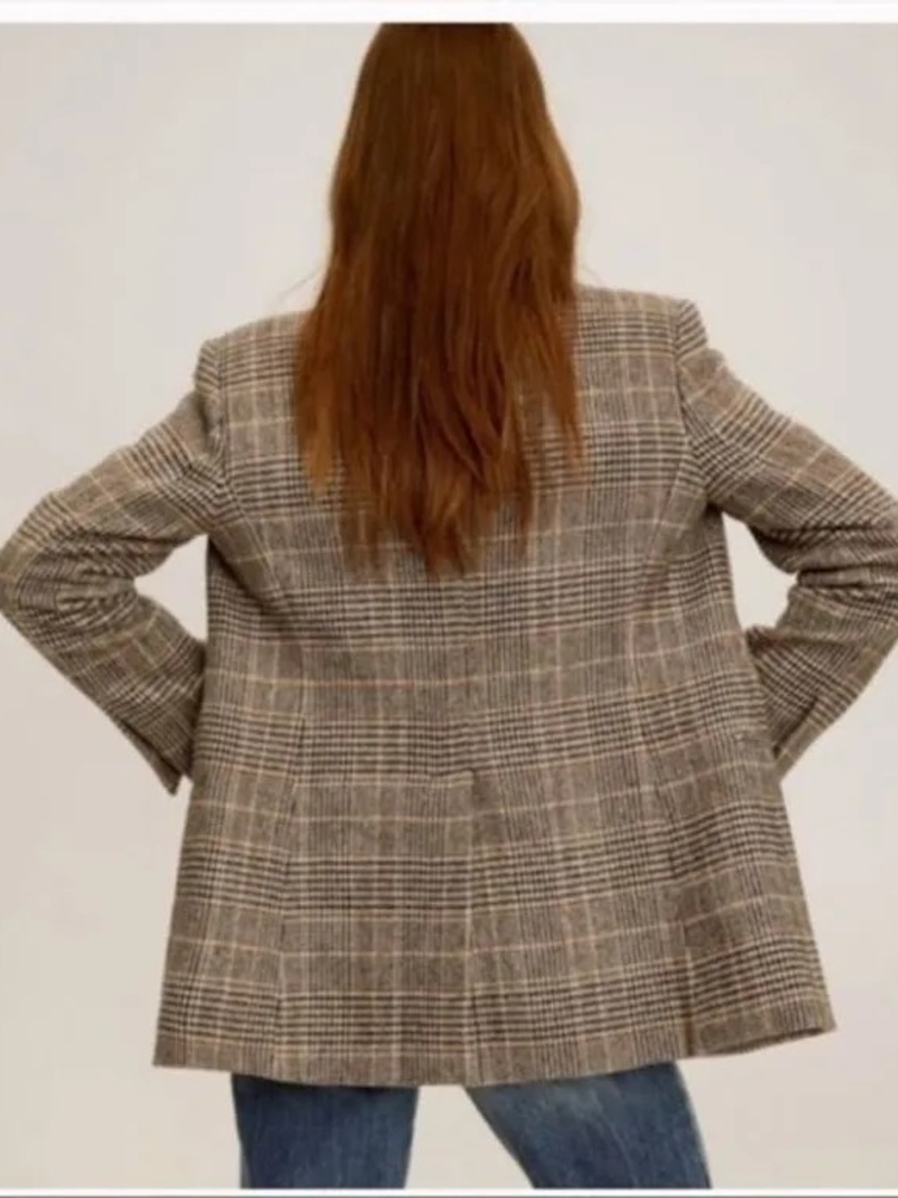 Mango Fringed Wool Plaid Blazer - Picture 3 of 9